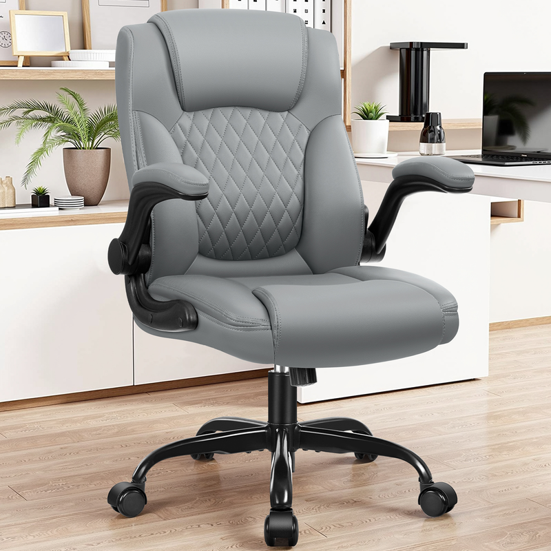 Ergonomic Leather Office Chair High Back Executive Desk Chair Gray6