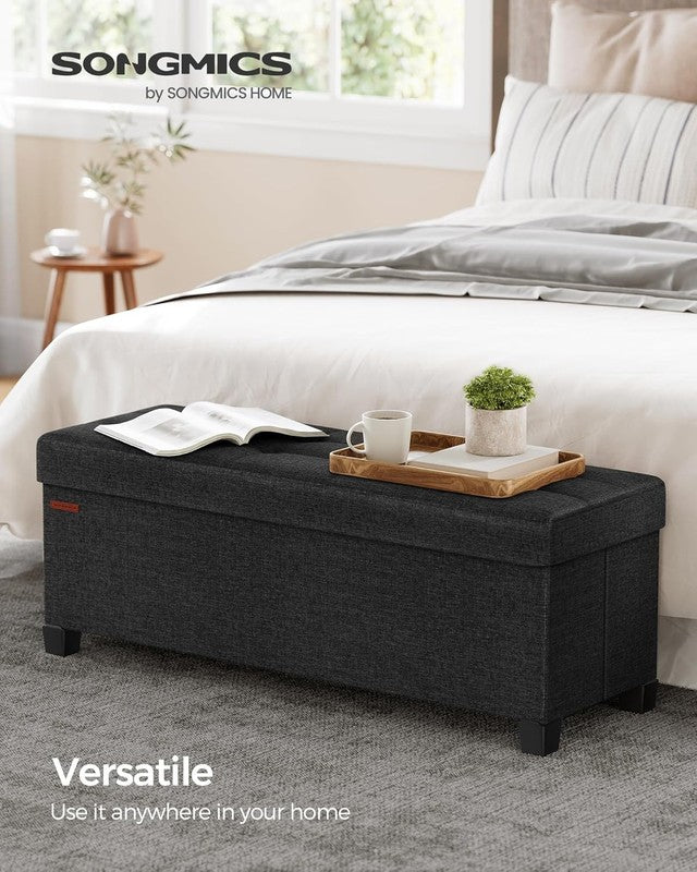 Foldable Storage Ottoman Bench Foot Rest 43'' Bedroom Living Room Ink Black2