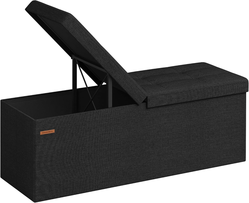 43'' Foldable Storage Ottoman Bench Flip Lid Entryway Living Room Ink Black9