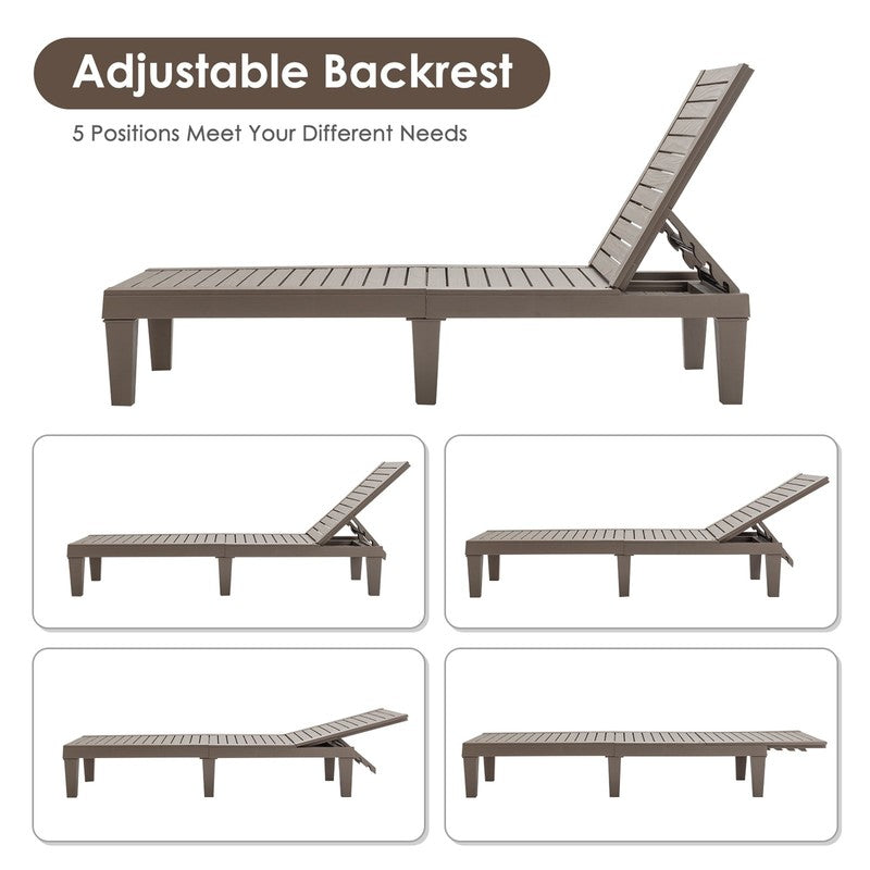 Patio Outdoor Chaise Lounge Chair Recliner W/ Adjustable Backrest Brown4