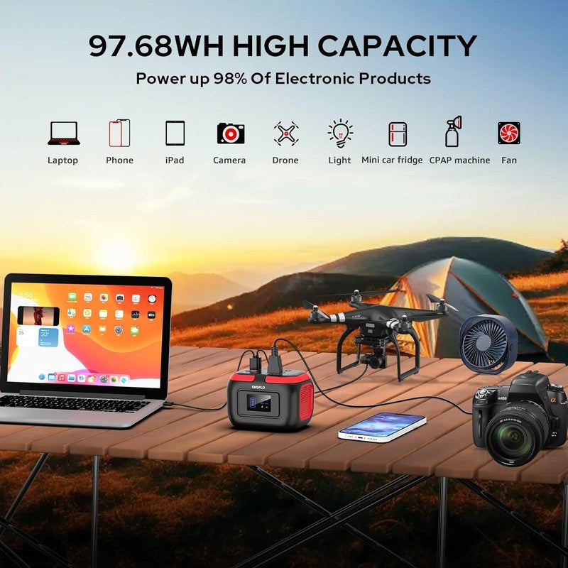 Portable Power Station, 97Wh Solar Generator, Lithium Battery Power with 110V AC1