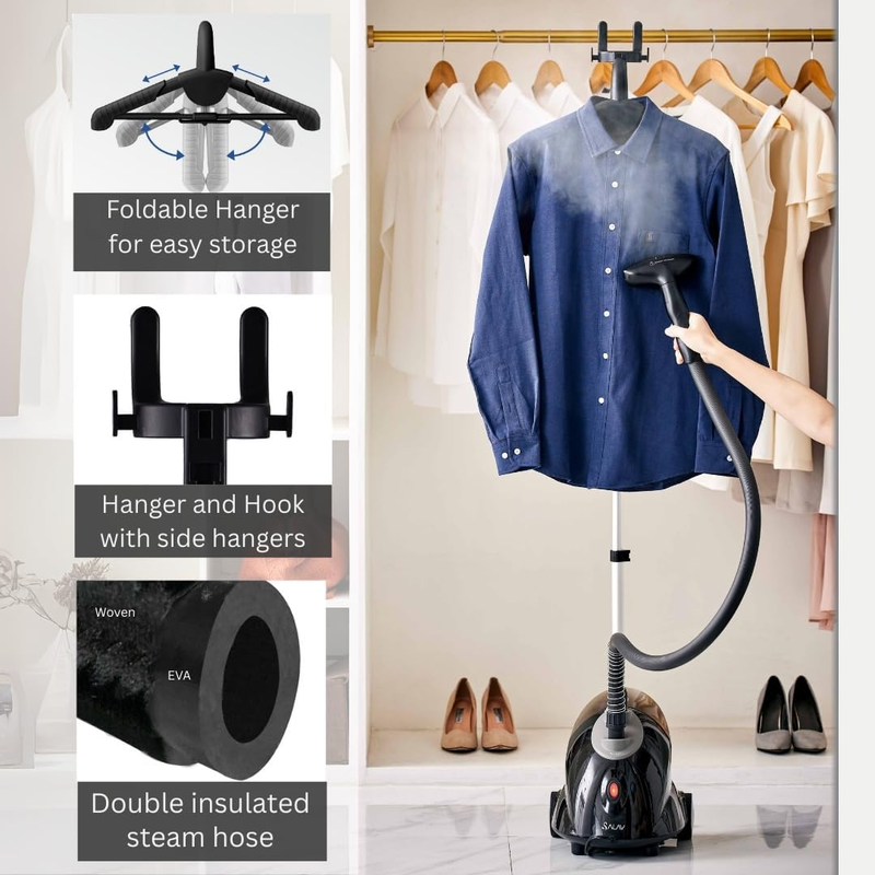 GS18 DJ Standing Garment Steamer with Roll Wheels for Easy Movement, 1.8L Water 4