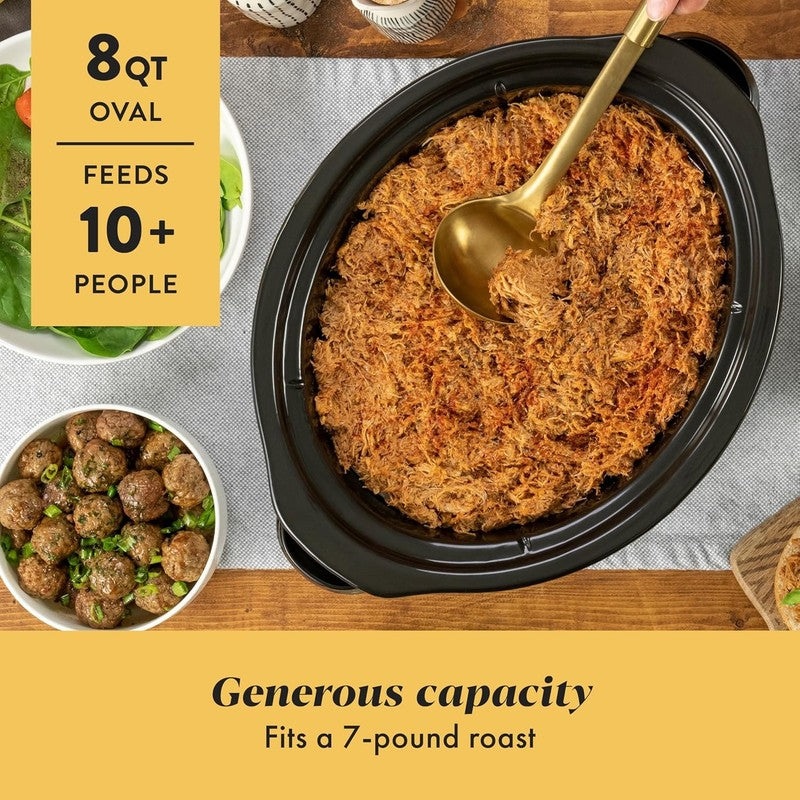Crock Pot 8Qt Programmable Slow Cooker Auto Warm Black Stainless Steel1