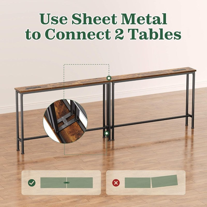 78.8 Inch Narrow Console Table with Outlet, Sofa Table Set of 2, behind Couch Ta7