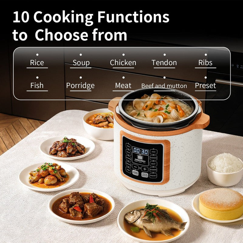 6 Quart Electric Pressure Cooker, 9-In-1 Stainless Steel Multi Cooker Pot, Rice 3