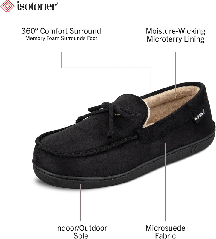 Men’s Microsuede Moccasin Slippers Memory Foam Indoor Outdoor Slip On2