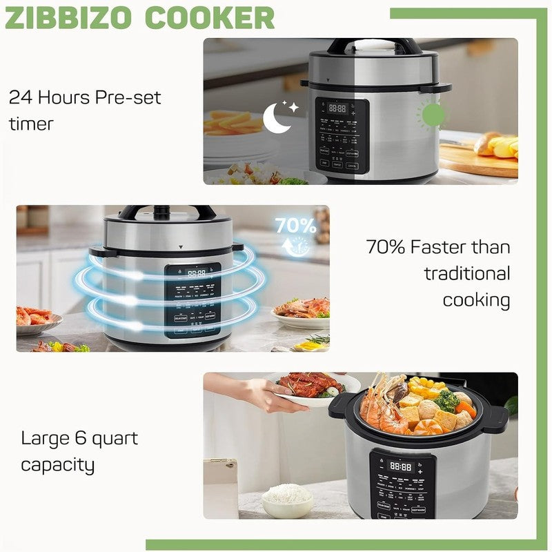 6 Quart Electric Pressure Cooker, 12-in-1 Multicooker & Slow Cooker4