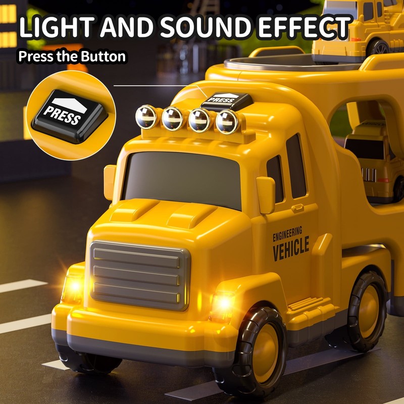 Construction Truck Toys for 3-7 Years Old Boys - Kids Friction Powered Car Toys 2