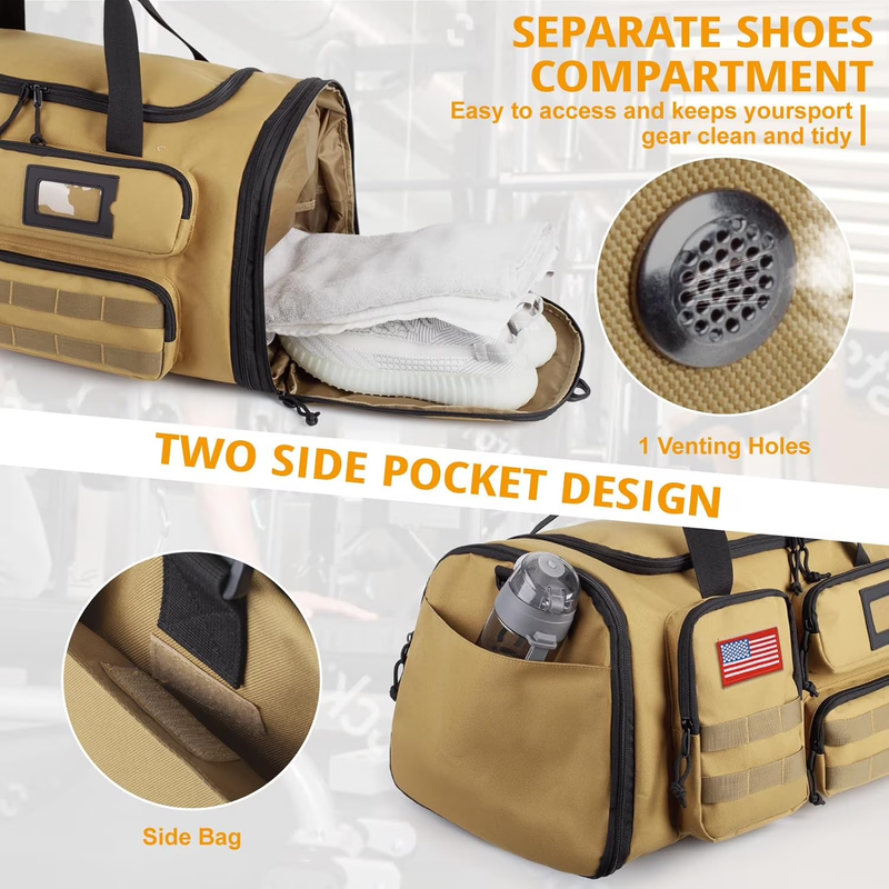 58L Sports Travel Duffle Bag with Shoes Compartment,Water Resistant Sports Gym4