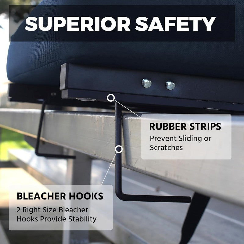 Bleacher Stadium Seat w/ Back Support Cushion Portable Strap Navy Blue8