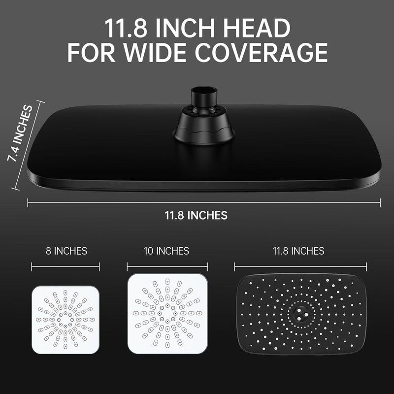 11.8" Rain Shower Head & Handheld Combo, 5-Mode High Pressure Matte Black2