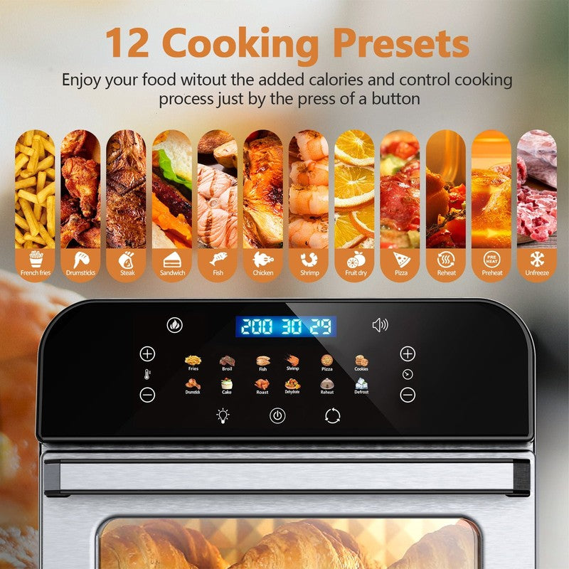 12QT Touchscreen Air Fryer Toaster Oven, 12 Pre Set Menus, Clear Window Less Oil4