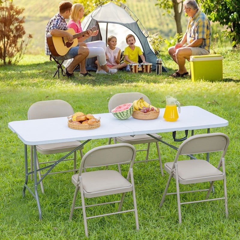 Heavy Duty Folding Table Indoor Outdoor, Portable Camping Table, White3