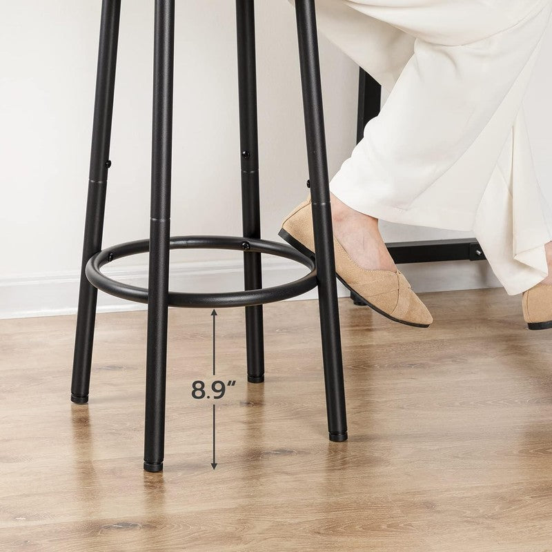Set of 2 Bar Stools Kitchen Round Chairs with Footrest Sturdy Steel Frame6