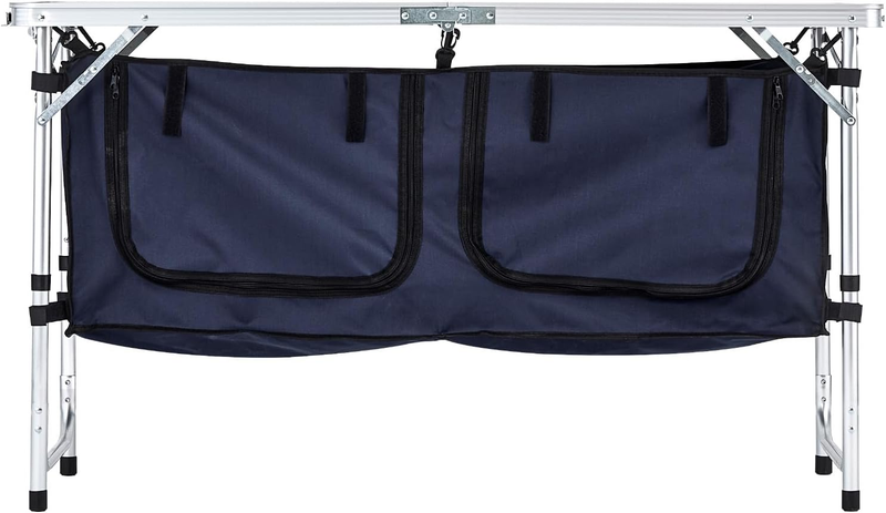 Camping Kitchen Table Folding Adjustable Height Cooking Station Aluminum Blue8