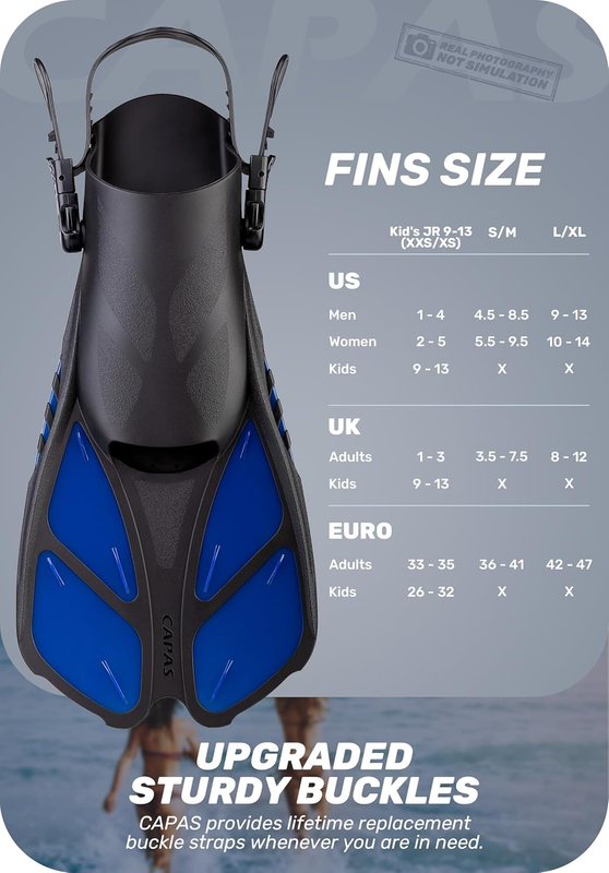 Travel Size Snorkel Fins Adjustable Open Heel Swim Fins for Diving Snorkeling1