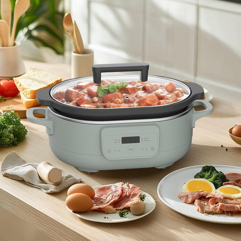 6QT Programmable Slow Cooker w/ Nonstick Pot Keep Warm Olive1