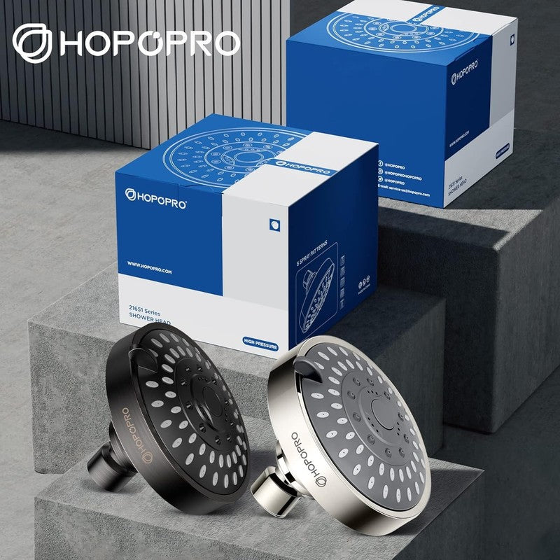 5 Mode High Pressure Shower Head 4" Fixed High Flow Brushed Nickel Recommended5