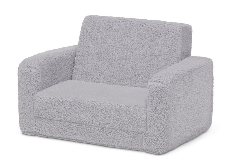 Cozee Flip Out Sherpa 2 In 1 Convertible Chair to Lounger for Kids, Grey2