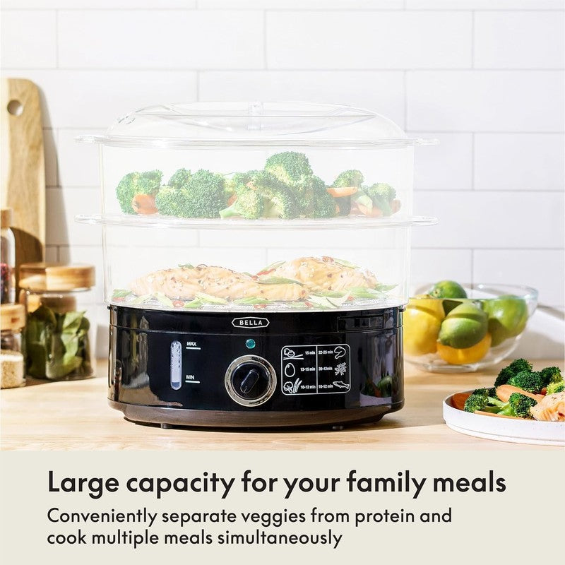 2 Tier Food Steamer 7.4QT Stainless Steel Auto Shutoff Stackable Black3