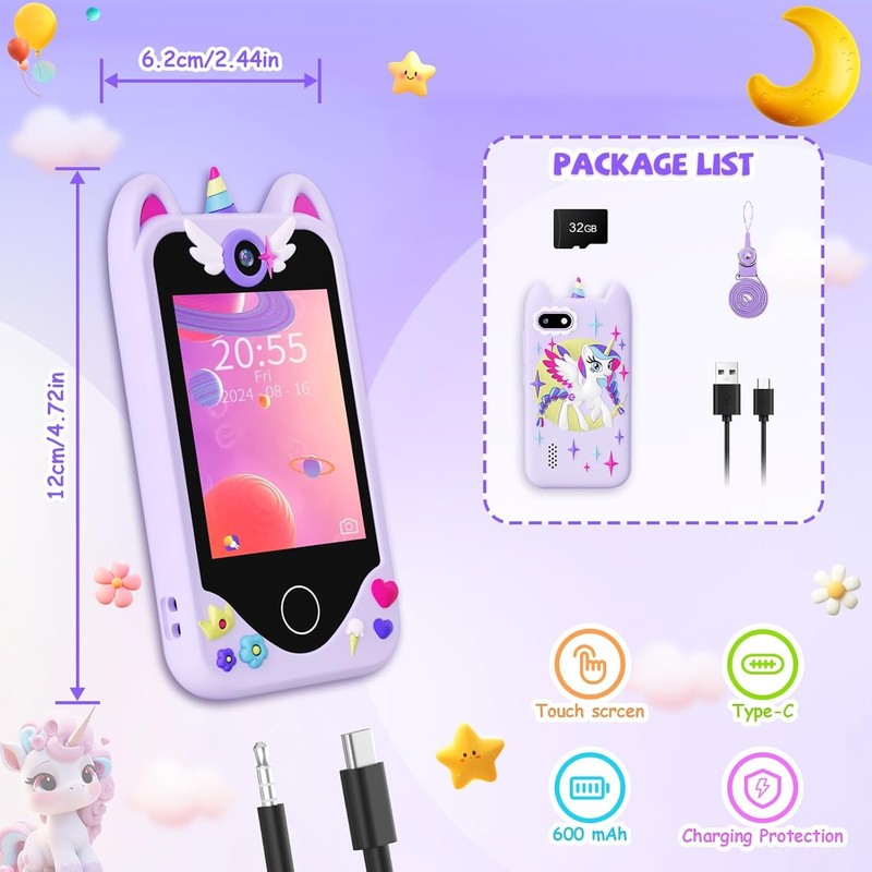 Kids Smart Phone for Girls Gifts - Toddler Christmas Birthday Gift for Age 3 4 56