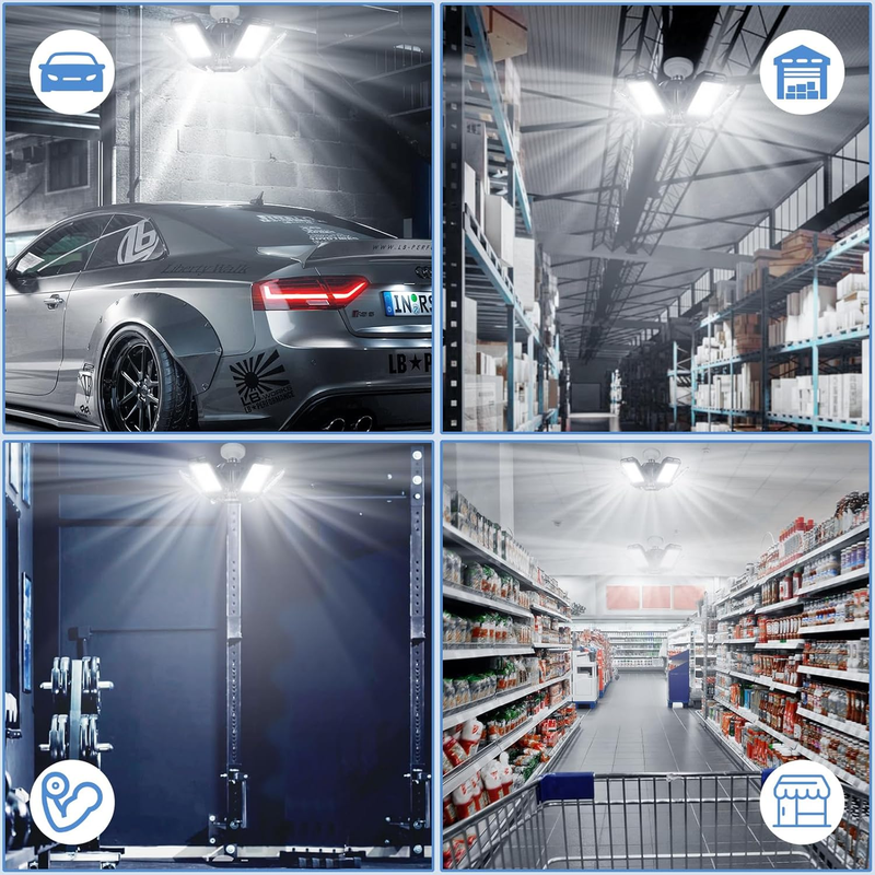 LED Garage Lights Bulb 2 Pack 180W 18000LM 6500K Led Shop Light with 6 plus 1 De6