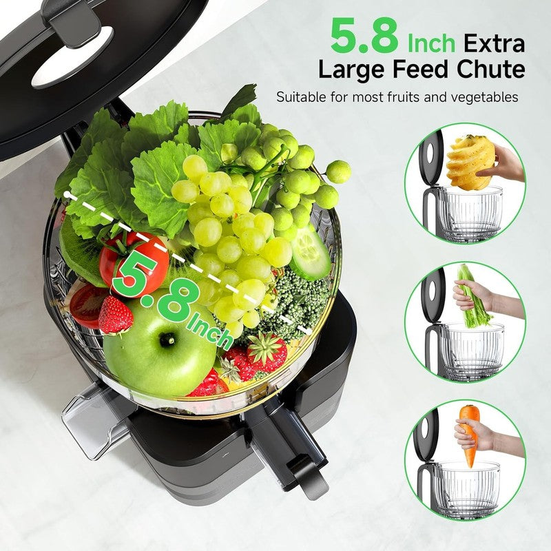 400W Cold Press Juicer, 5.8" Wide Feed Chute Slow Masticating Juicer Machines fo2