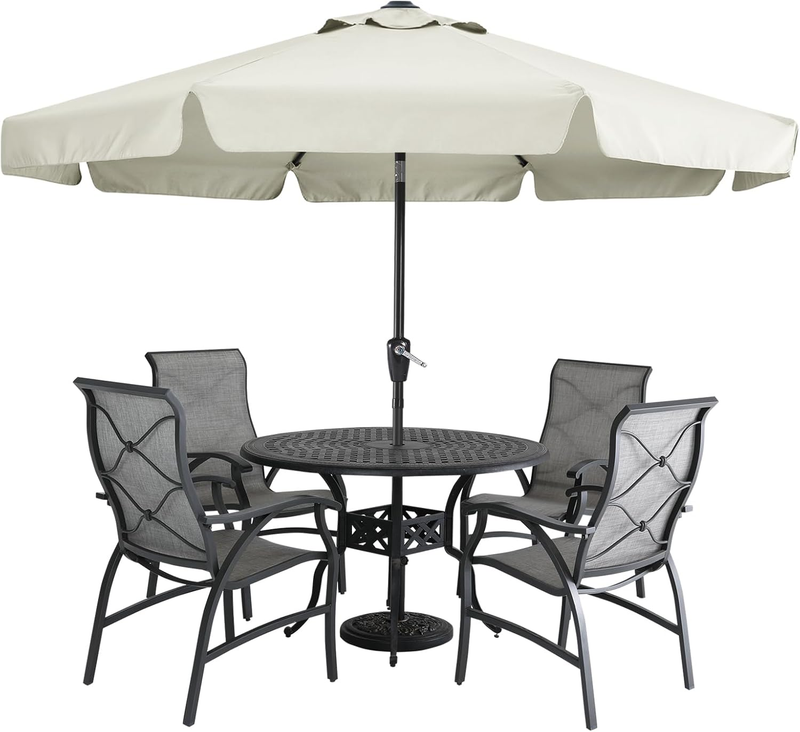 9Ft Patio Umbrella with Valance, Crank and Tilt – 8 Ribs Outdoor Market Umbrella0