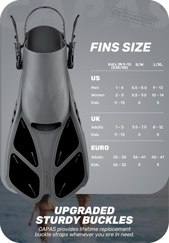 Travel Size Snorkel Fins Adjustable Open Heel Swim Fins for Diving Snorkeling1