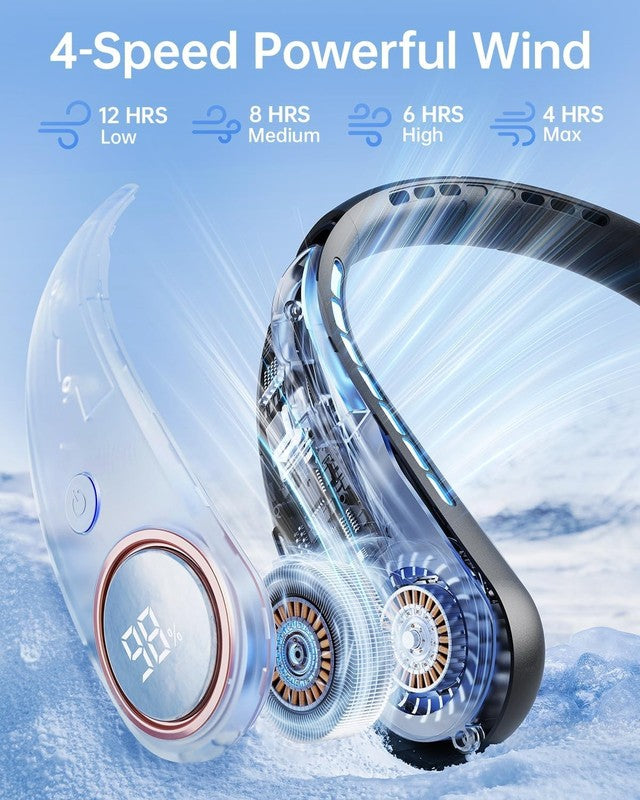 Bladeless Neck Fan with LED Display   Portable, USB Rechargeable, 4 Speeds2