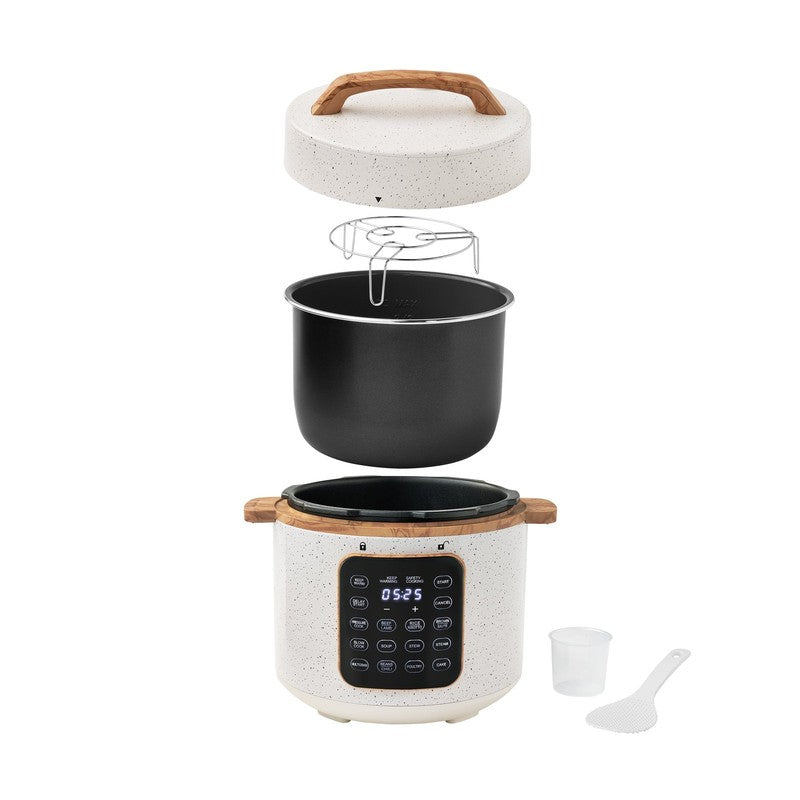 Linen Speckle 6-Qt Pressure Cooker Touch Control Display Multi Cooker7