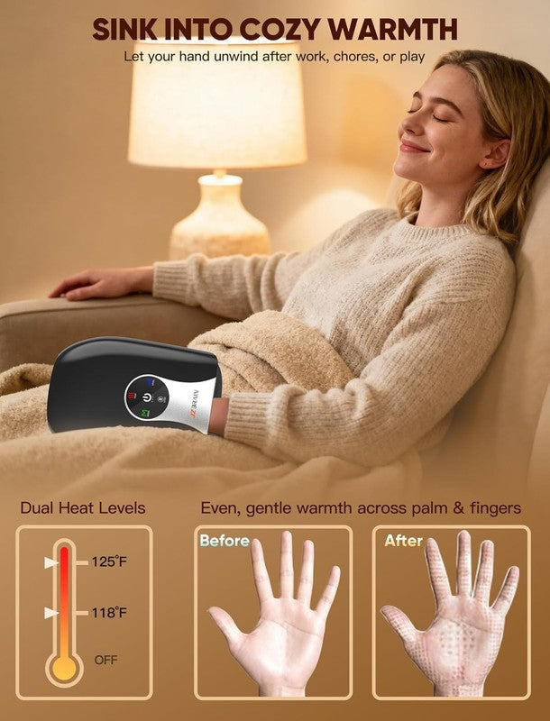 Hand Massager w/ Heat Compression Cordless Arthritis Carpal Tunnel 6 Modes3