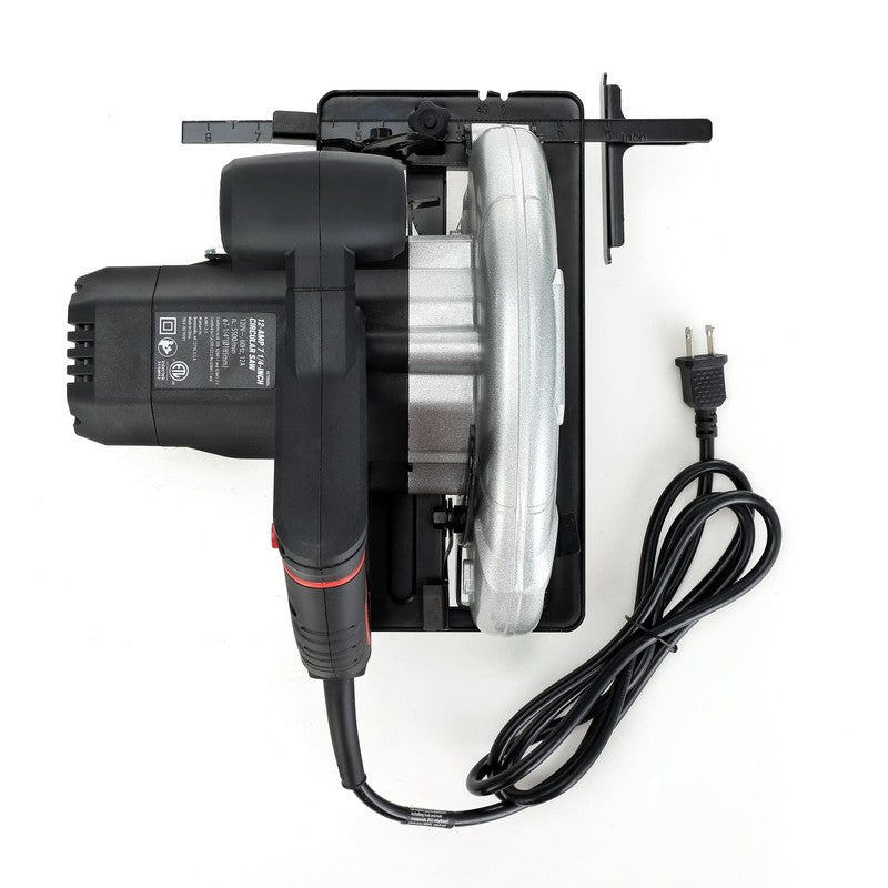 12A 7 1/4 Inch Corded Circular Saw Adjustable Bevel Steel Shoe Black6