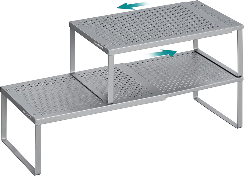 Spice Racks 2 Pack Expandable Kitchen Countertop Shelves Small Organizers Silver7