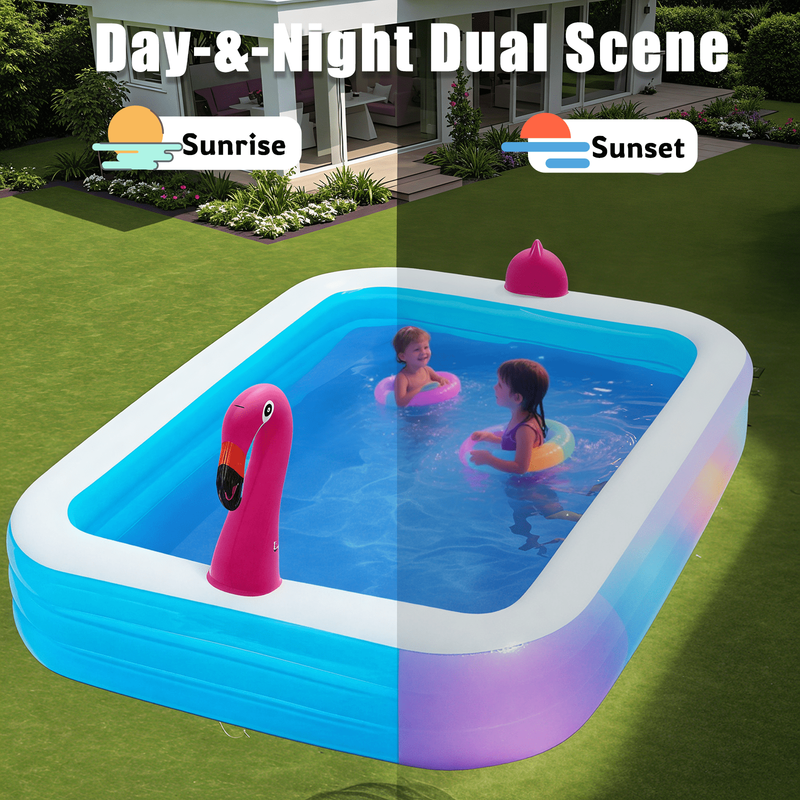 119" X 86" X 21" Inflatable LED Pool with 3 Modes, Electric Pump, Family Blow-Up4