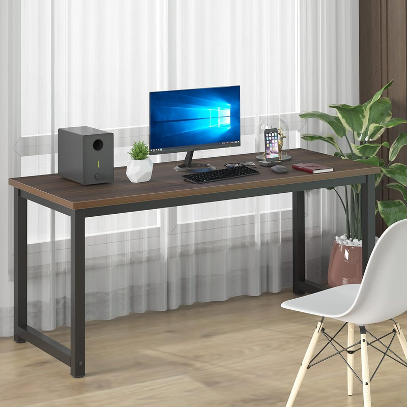 63'' Large Office Desk 2 Person Computer Table Wide Writing Desk Black/Chocolate10