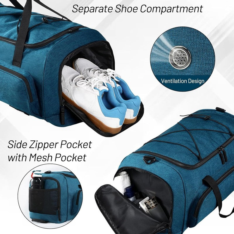 60L Large Gym Duffle Bag Shoes Compartment Lightweight Workout Travel1