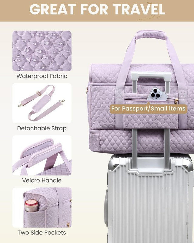 Large Women Weekender Duffle Bag Carry On Gym Travel w/ Shoe Compartment6