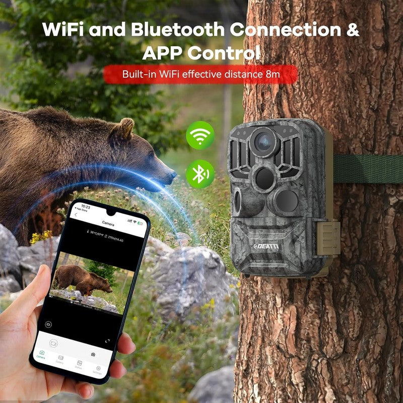 Trail Camera 48MP 4K Game Cam 8 Batteries 32GB WiFi Bluetooth Night Vision IP662