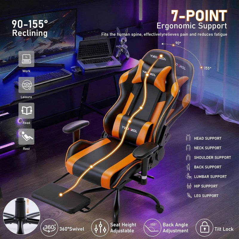 Game Chair,Ergonomically Designed Computer Chair with Headrest and 2D Armrests,W6