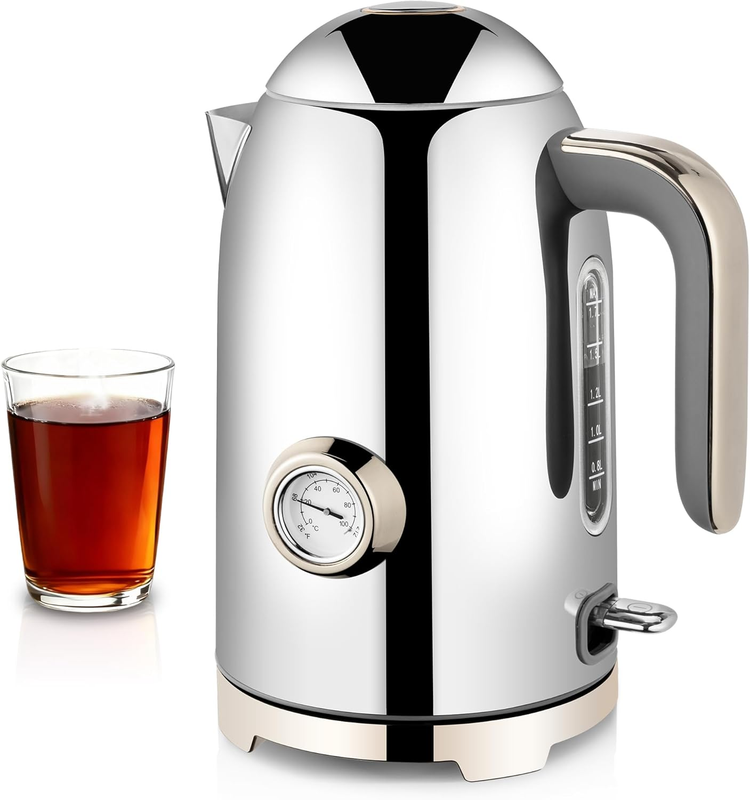 Electric Kettle 57Oz 1500W Stainless Steel Fast Boil w/ Thermometer Silver9