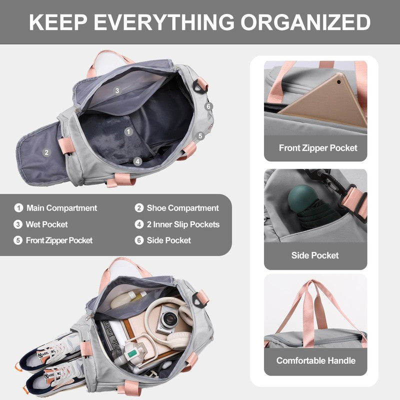 Travel Duffle Bag Gym Bags with Shoe Compartment Wet Pocket Waterproof for Weeke5