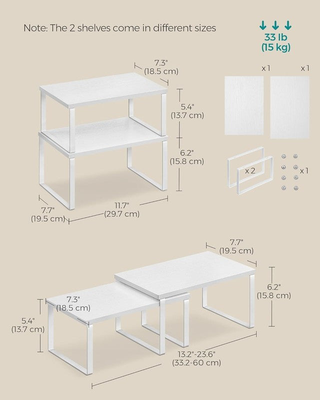 Cabinet Organizer Shelf Set of 4 Stackable Kitchen Storage Spice Rack White1