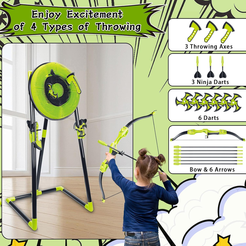Axe Throwing Game Set Backyard Target Axes Ninja Stars Archery Family1