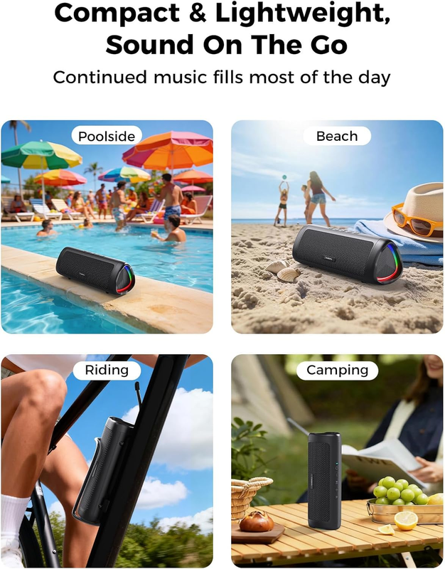 Portable Bluetooth Speaker 20W Wireless IPX5 Waterproof 24H Battery Black6