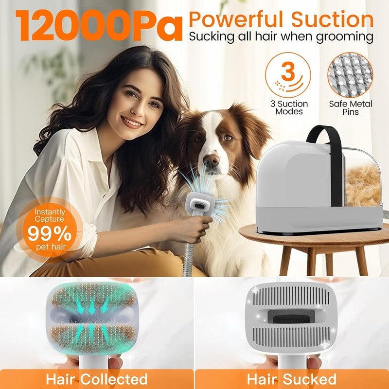 Pet Grooming Vacuum Kit with Clippers & Low Noise Shedding Brush, PG10 Black1