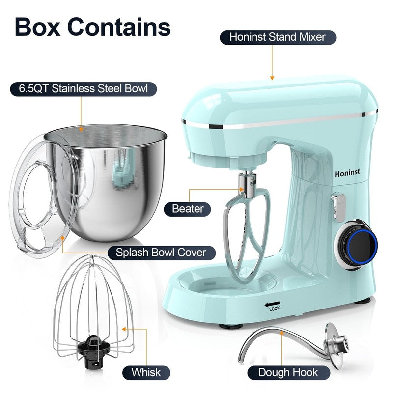 6.5QT Stand Mixer 10+ Speed Kitchen Electric Mixer Dough Hook Whisk Beater Bowl4