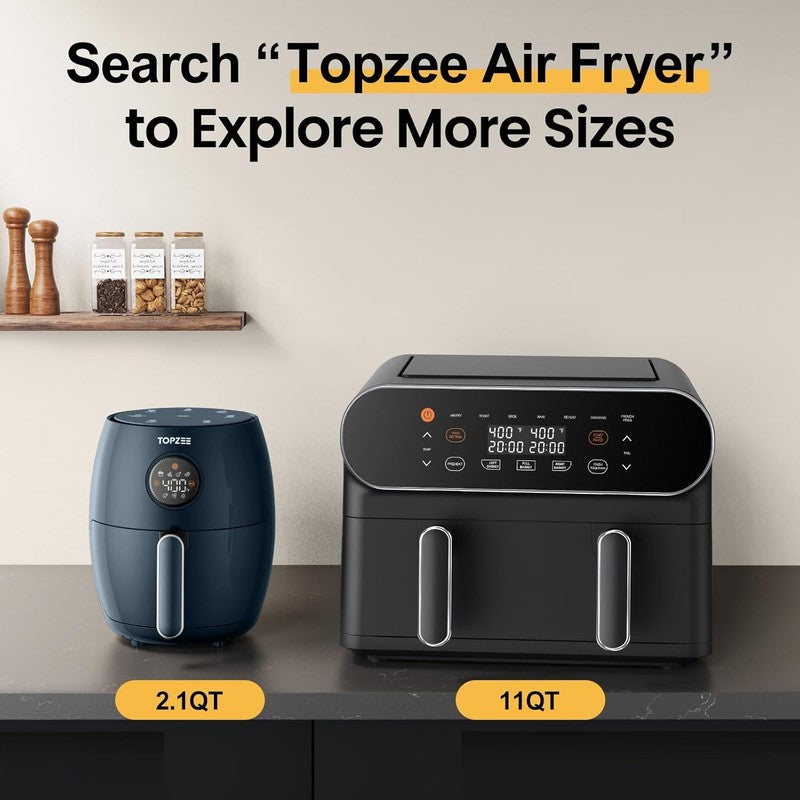 2.1Qt Small Air Fryer 4-in-1 Digital Nonstick Dishwasher Safe BPA-Free Dark Blue7