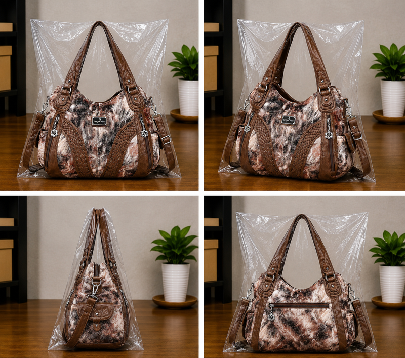 Women's Washed Synthetic Leather Tote Satchel Shoulder Bag0