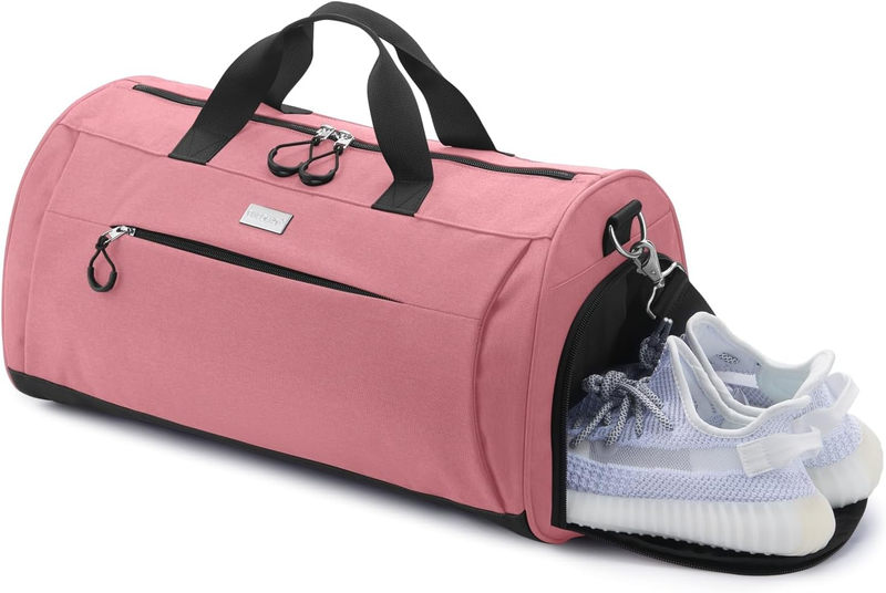 Gym Bag Unisex Duffel Shoe Compartment Wet Pocket Travel Sports Pink M9